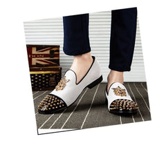 Spike Loafers Flat Footwear Studded Leather Shoes