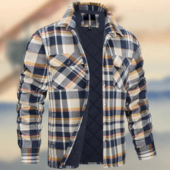 Lapel plaid thick shirt