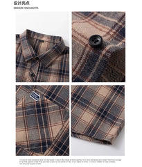 Plaid Flannel Sleeve Blue Loose Shirt