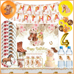 Horse Birthday Party Decoration Supplies Horse Theme Birthday Party Paper Napkins Cups Plates Tablecloth Tableware Child Favours