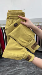 New Cotton Jeans Elastic Waist Harem Pants