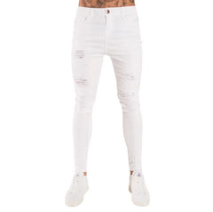 Cotton Stretchy Ripped Skinny Jeans Slim Fit Denim Pants
