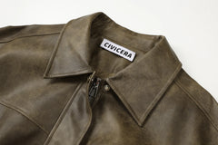Vintage Distressed Brown Leather Jacket