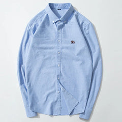 Long Sleeve Pure Cotton Oxford  Embroidered Shirt