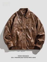 American Retro PU Leather Jacket