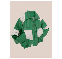 Patchwork Pu Leather Jacket Men with Many Zippers