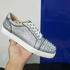 Original leather oxfords shoe gold silver sneakers