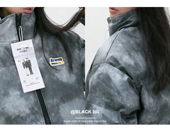 Tie-Dye Leather Cotton Jacket