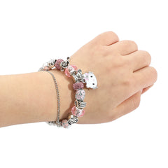 Anime Sanrio Charms Hello Kitty Bracelet Kawaii Pink Kitty Cat Pandant Bangle Diy Bracelet for Girl y2k Accessories Gifts