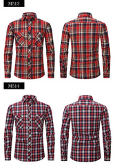 Brushed Plaid Cotton Long Sleeve Shirt