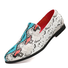 Classic Snake Pattern Loafers Breathable Leather Men's Footwear