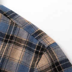 Plaid Flannel Sleeve Blue Loose Shirt