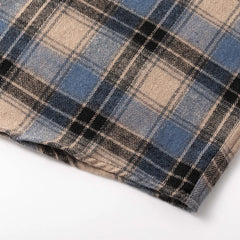 Plaid Flannel Sleeve Blue Loose Shirt