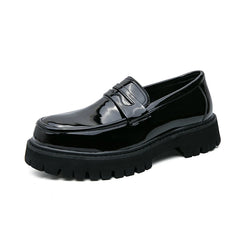 Mocassin Patent Leather with Thick Soles Loafers Slip on Shoe Breathable