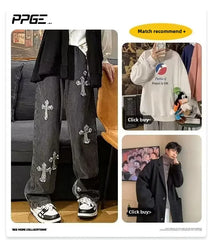 American Style Vintage Hip Hop Straight Leg Loose Fit Jeans