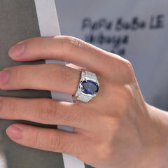 5Ct Grand Oval Created Tanzanite Gemstone Rings