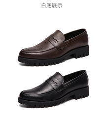 Brogue Carving Penny Loafers Slip on Leather shoes