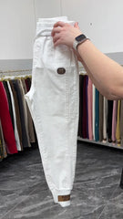 New Cotton Jeans Elastic Waist Harem Pants