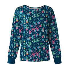 Long sleeve Cartoon print spa  Slim Fit top