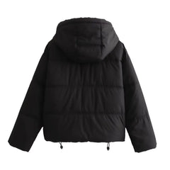 Versatile cotton short hooded thick jacket coat