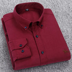 Long Sleeve Pure Cotton Oxford  Embroidered Shirt