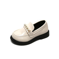 Leather Kids Black Loafers Slip-on Children