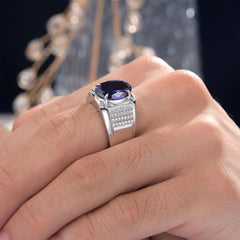 5Ct Grand Oval Created Tanzanite Gemstone Rings