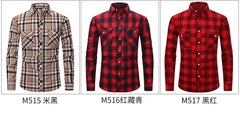Brushed Plaid Cotton Long Sleeve Shirt
