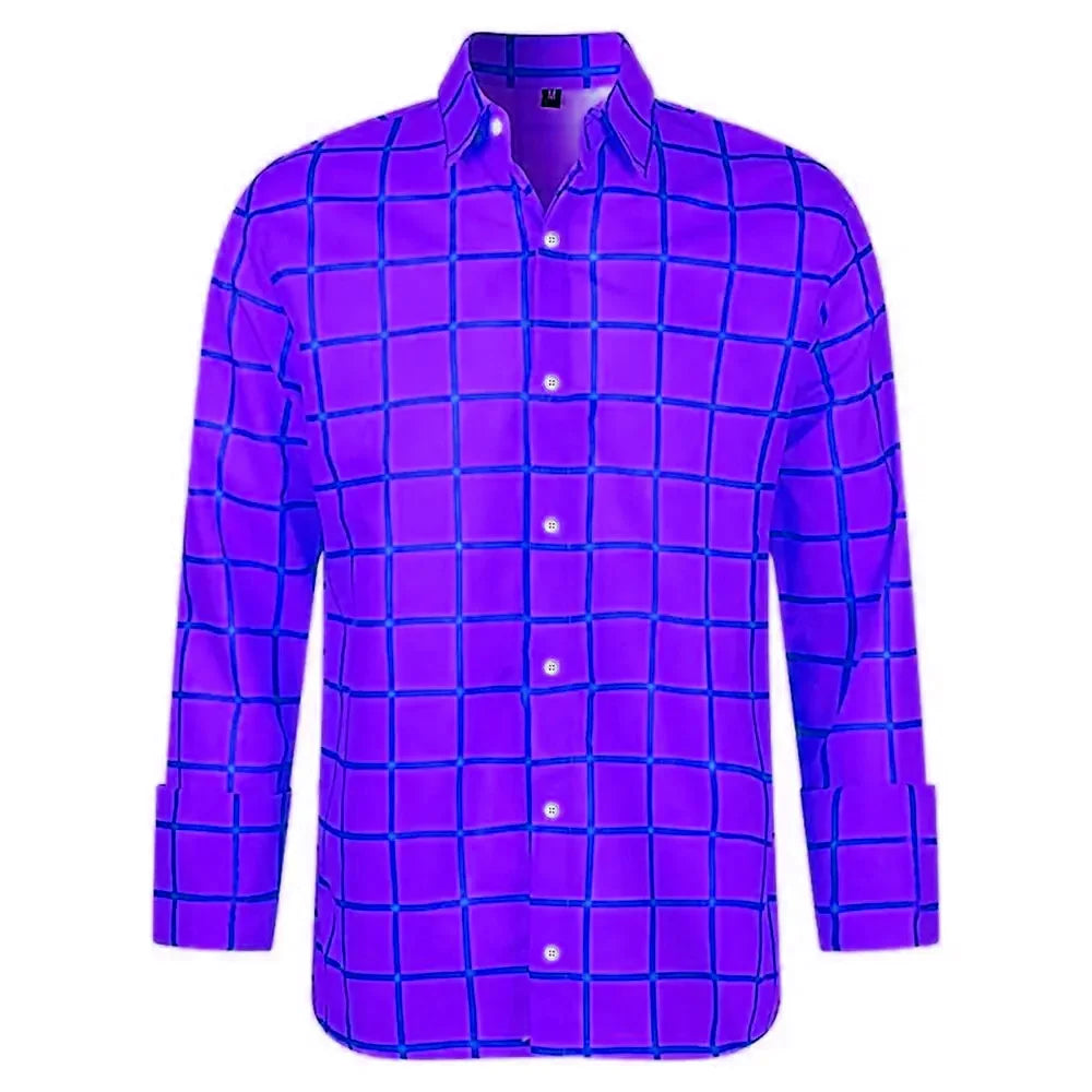 3D Plaid Print Long Sleeve Shirt Shirt