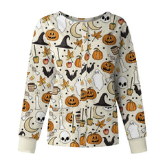 Long sleeve Cartoon print spa  Slim Fit top