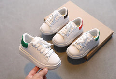Soft White Boys Sports Shoes  Lace-up Light Sneakers