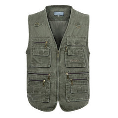 Sleeveless Cotton Vest with Many 16 Pockets  Waistcoat