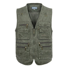 Sleeveless Cotton Vest with Many 16 Pockets  Waistcoat