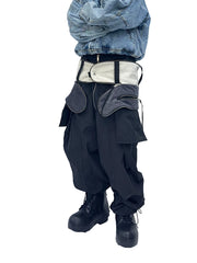 Niche Designer Model Removable Zipper Stitching Paratrooper Pants