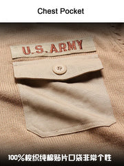 Military Sweater 100% Cotton Round Neck Tactical Knitted Pullover Vintage US Air Force Patch Casual Knitwear