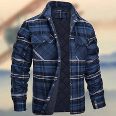 Lapel plaid thick shirt