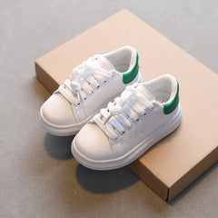 Soft White Boys Sports Shoes  Lace-up Light Sneakers