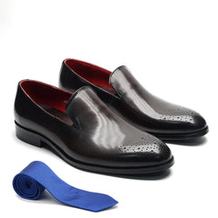 Italian Red Lining Loafers Genuine Leather Slip-on Shoes
