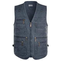 Sleeveless Cotton Vest with Many 16 Pockets  Waistcoat