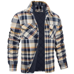 Lapel plaid thick shirt