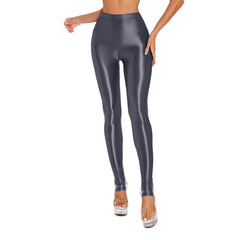 Glossy Tummy Control Sport Jogging Pants