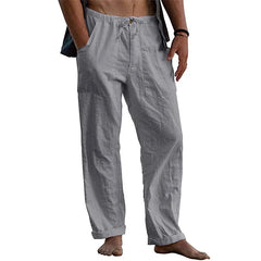 Cotton Linen Large Size white Straight trousers
