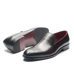 Italian Red Lining Loafers Genuine Leather Slip-on Shoes