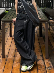 Vintage Embroidery Black Jeans Women