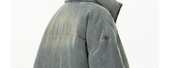 Retro American Neutral Denim Blue down Cotton Jacket