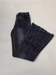 Vintage Aesthetic Denim Blue Flare Jeans