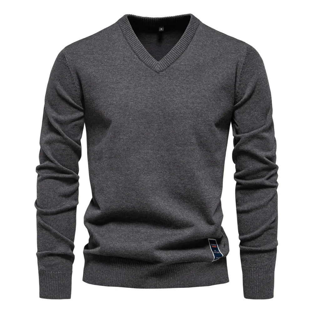 Cotton Sweater Pullover V-neck