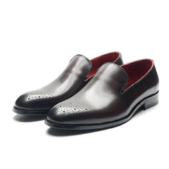 Italian Red Lining Loafers Genuine Leather Slip-on Shoes