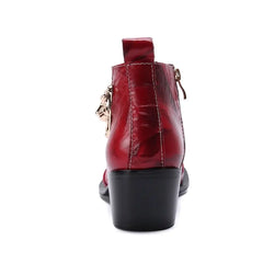 Ankle Boot Genuine Leather Mens Chelsea Crocodile Pattern