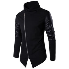 Cotton Neck Slim Fit Knitted Shirt with Leather Knitted Sweater